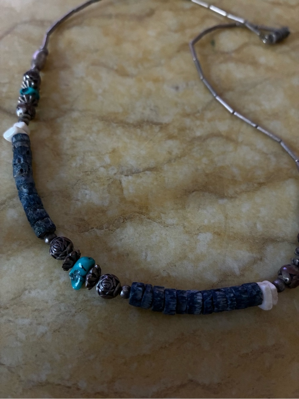 Handcrafted Turquoise and Dark Blue Bead Necklace - Women Jewelry